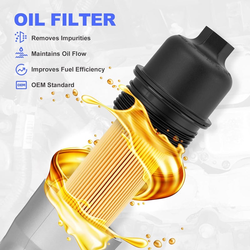 GEARFLEX Aluminum Engine Oil Cooler Filter Housing Assembly with Sensors & Gaskets Compatible with 2011-2016 Jeep Dodge Chrysler Ram 3.6L V6 Replace for 926-959 926-876 5184294AE 68105583AC - Image 5